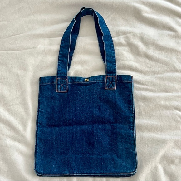 NWOT Big Bud Press Dark Wash Denim Shopper Tote Bag - Picture 8 of 8